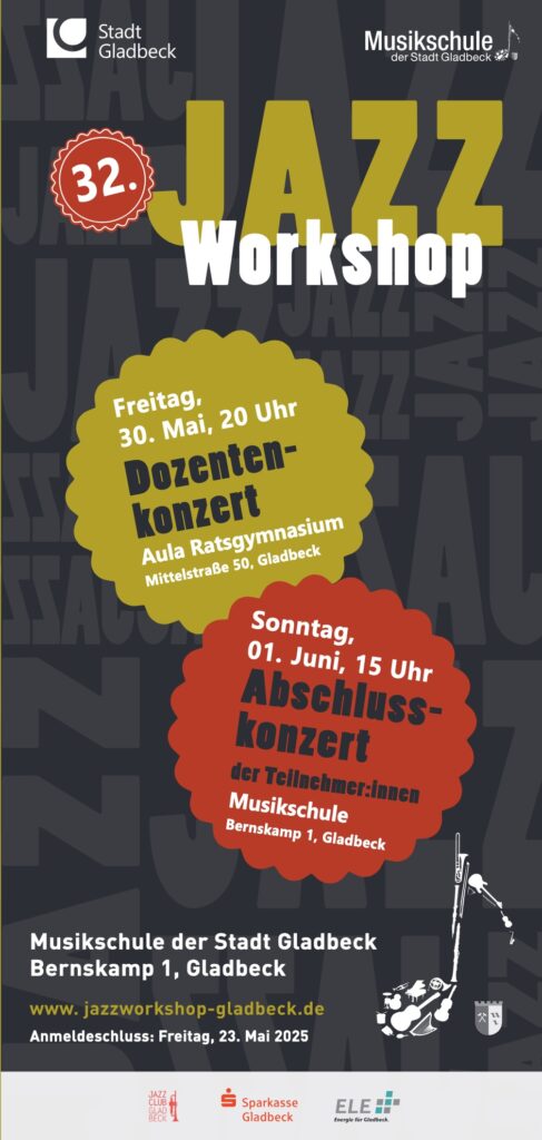 Flyer für den 32. Jazzworkshop der Musikschule Gladbeck